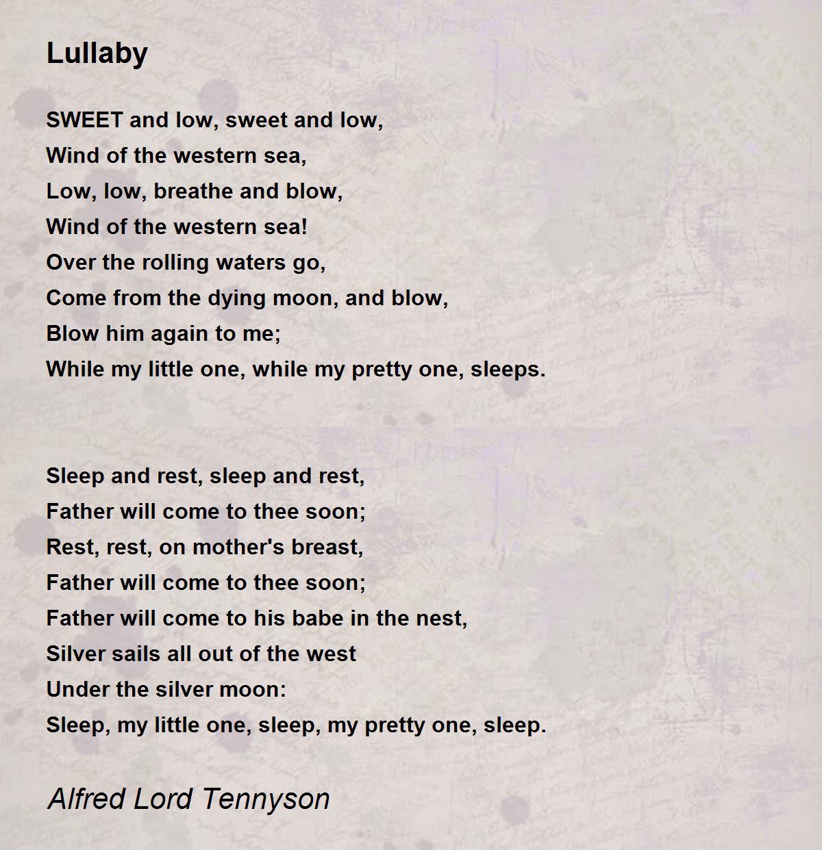 Lullaby Lullaby Poem by Alfred Lord Tennyson