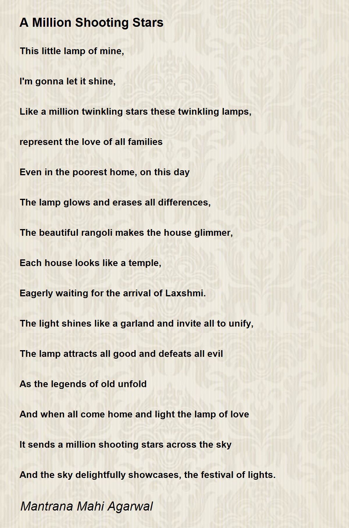 A Million Shooting Stars A Million Shooting Stars Poem By Mantrana Mahi Agarwal A Million Shooting Stars A Million Shooting Stars Poem By Mantrana Mahi Agarwal