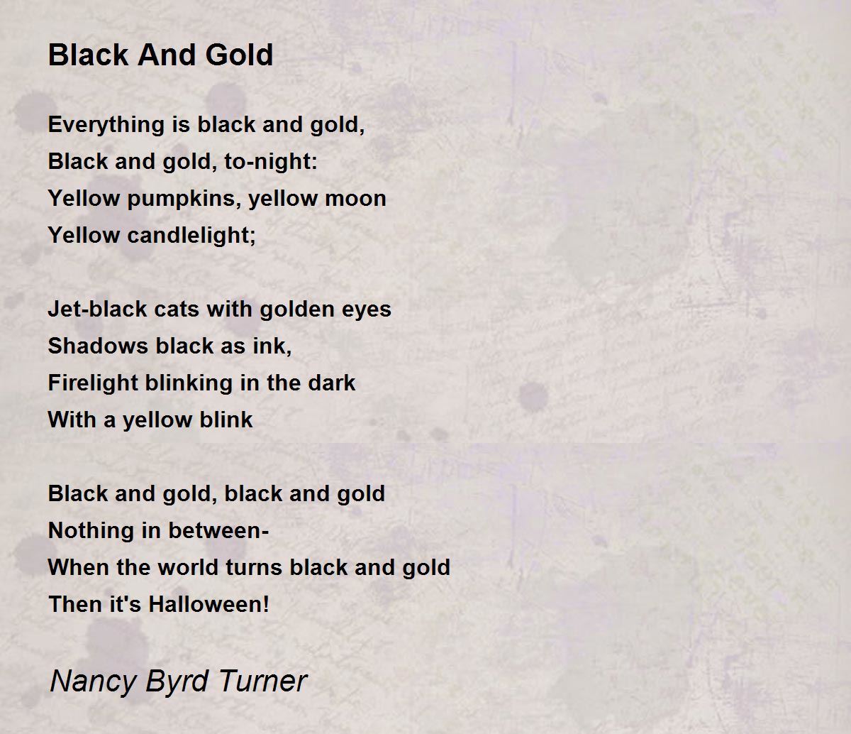 Black And Gold Black And Gold Poem by Nancy Byrd Turner