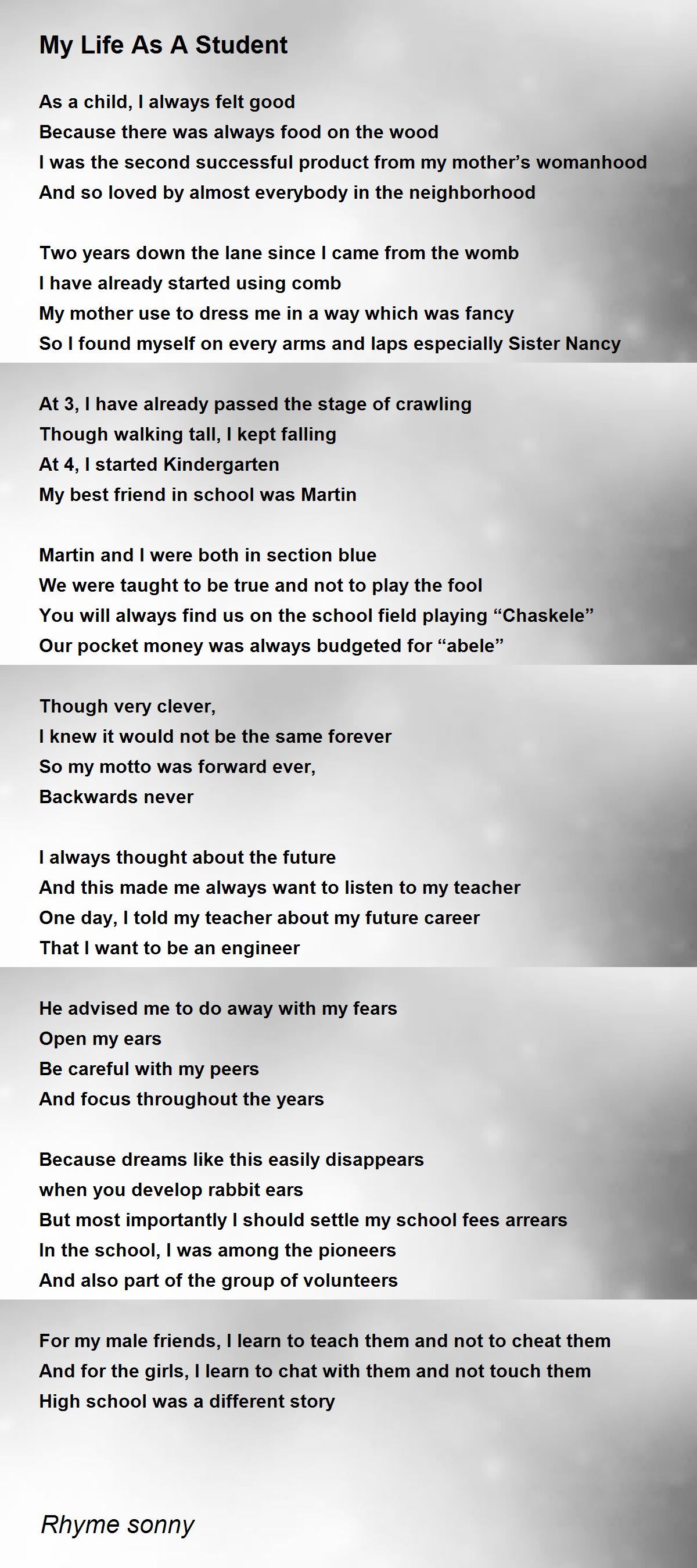My Life As A Student My Life As A Student Poem by Rhyme sonny