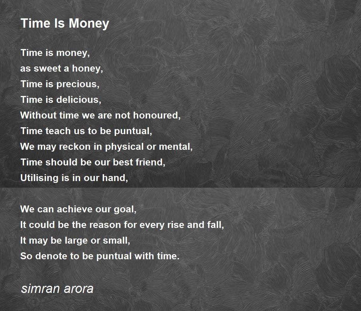 Time Is Money Time Is Money Poem by simran arora