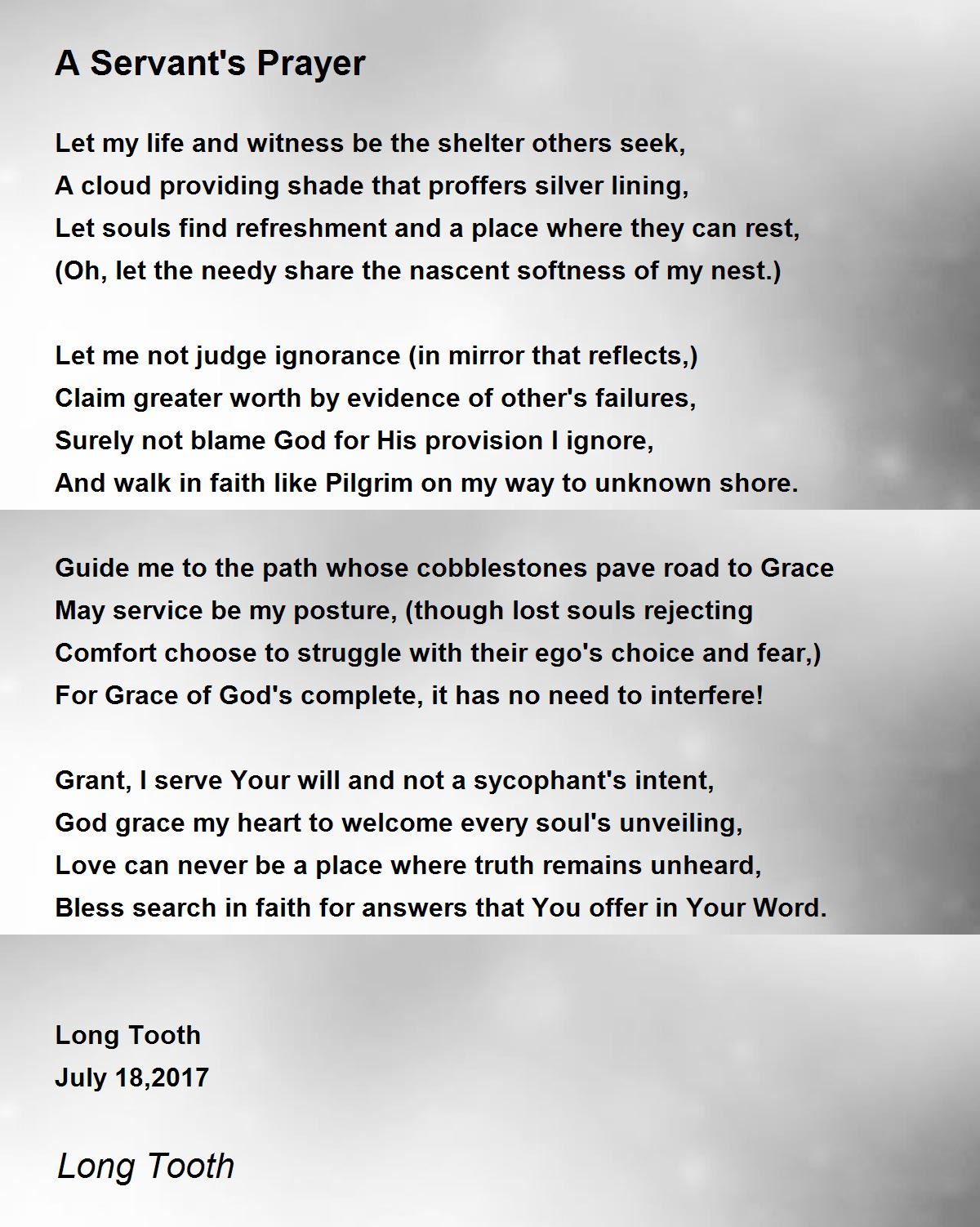 A Servant S Prayer A Servant S Prayer Poem By Long Tooth