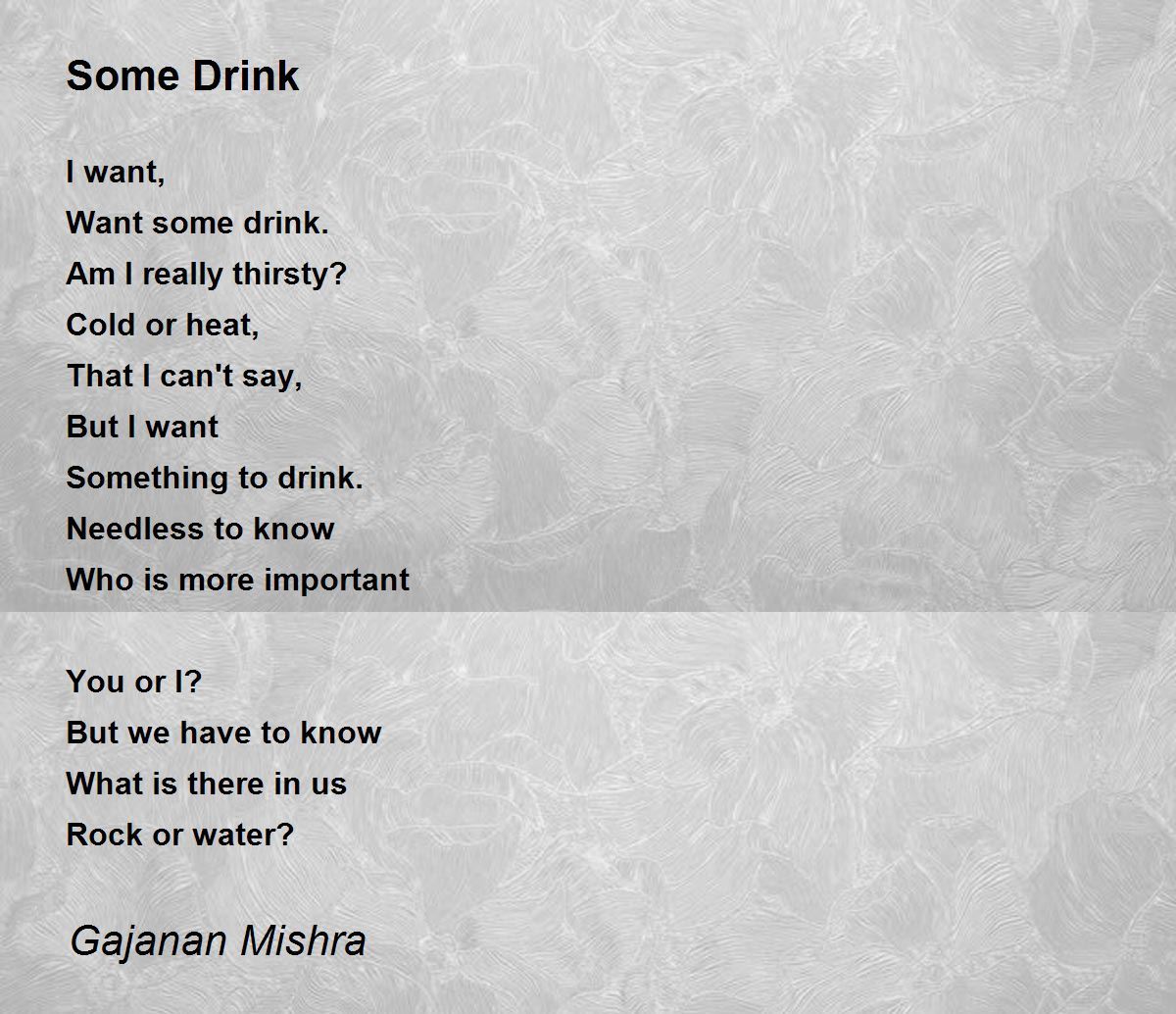 Some Drink by Gajanan Mishra Some Drink Poem