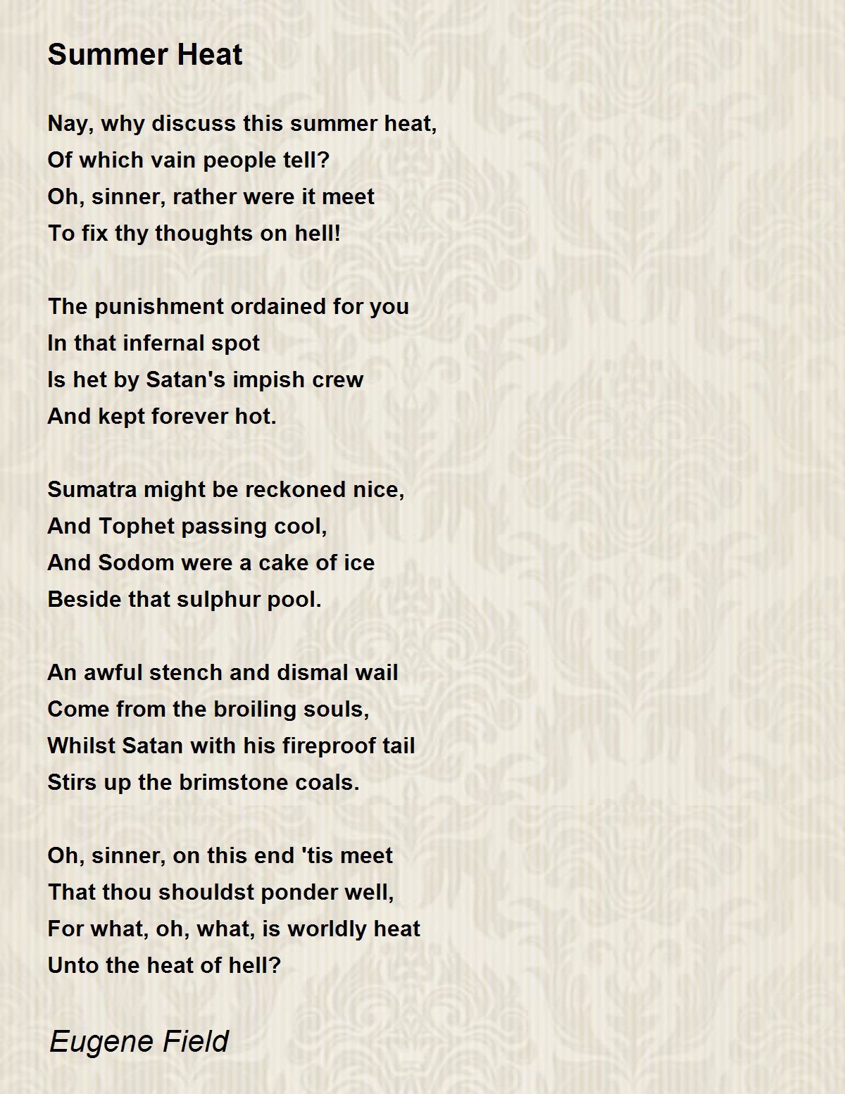 Summer Heat Summer Heat Poem by Eugene Field