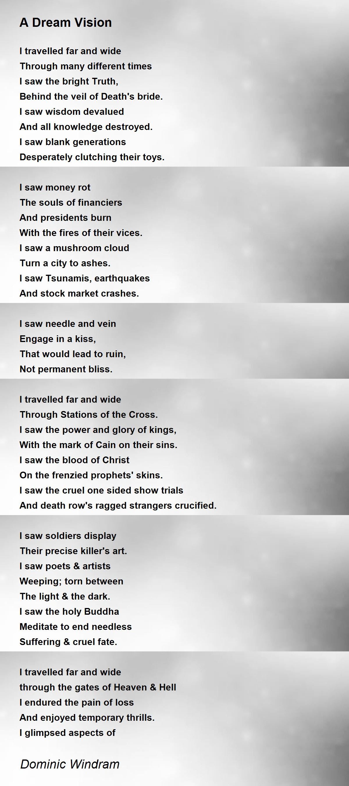 A Dream Vision by Dominic Windram A Dream Vision Poem