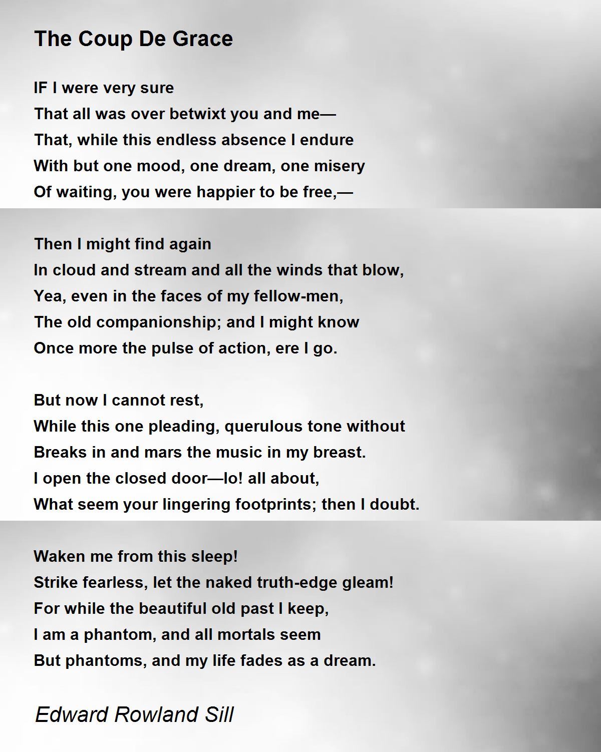 The Coup De Grace The Coup De Grace Poem by Edward Rowland Sill