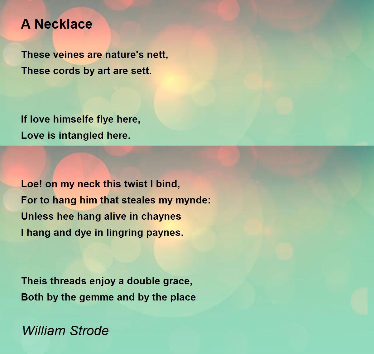 A Necklace A Necklace Poem by William Strode