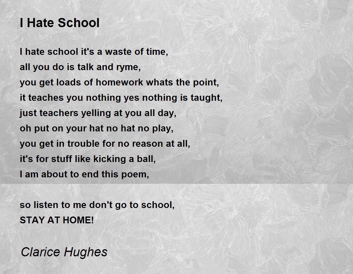 poems about hating homework