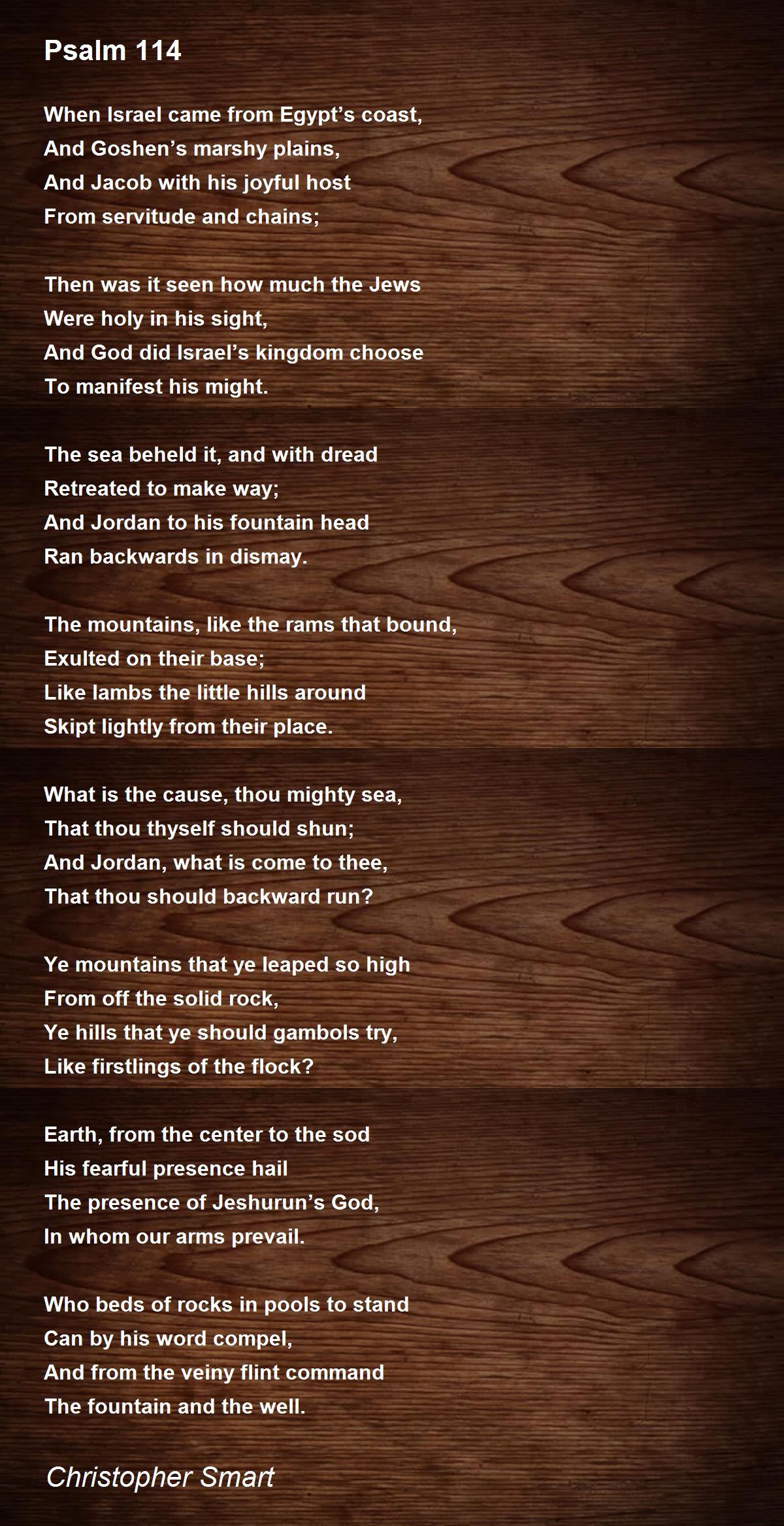 Psalm 114 By Christopher Smart Psalm 114 Poem