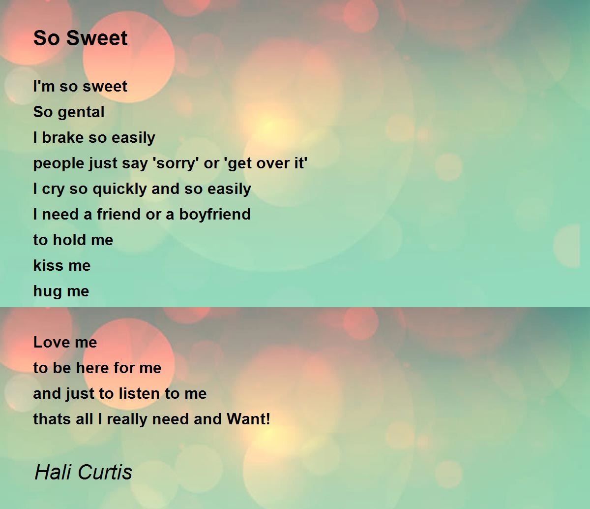 So Sweet Poem by Hali Curtis Poem Hunter