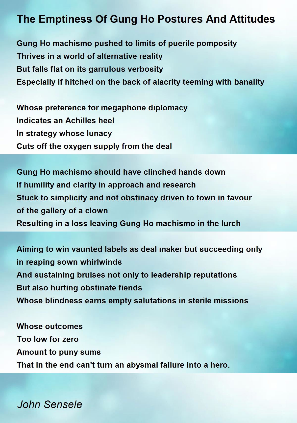 The Emptiness Of Gung Ho Postures And Attitudes The Emptiness Of Gung Ho Postures And