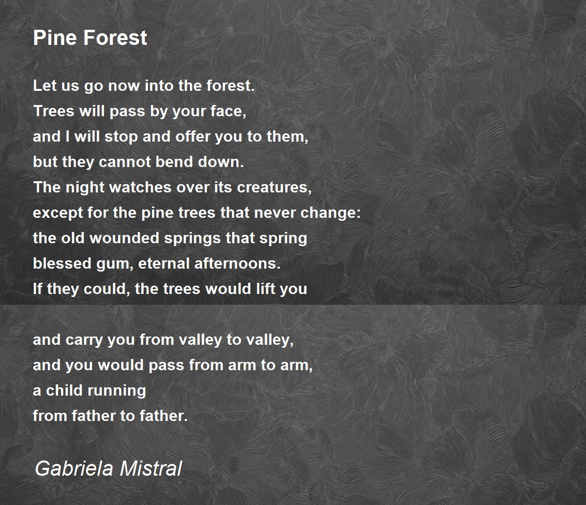 Pine Forest Poem by Gabriela Mistral Poem Hunter