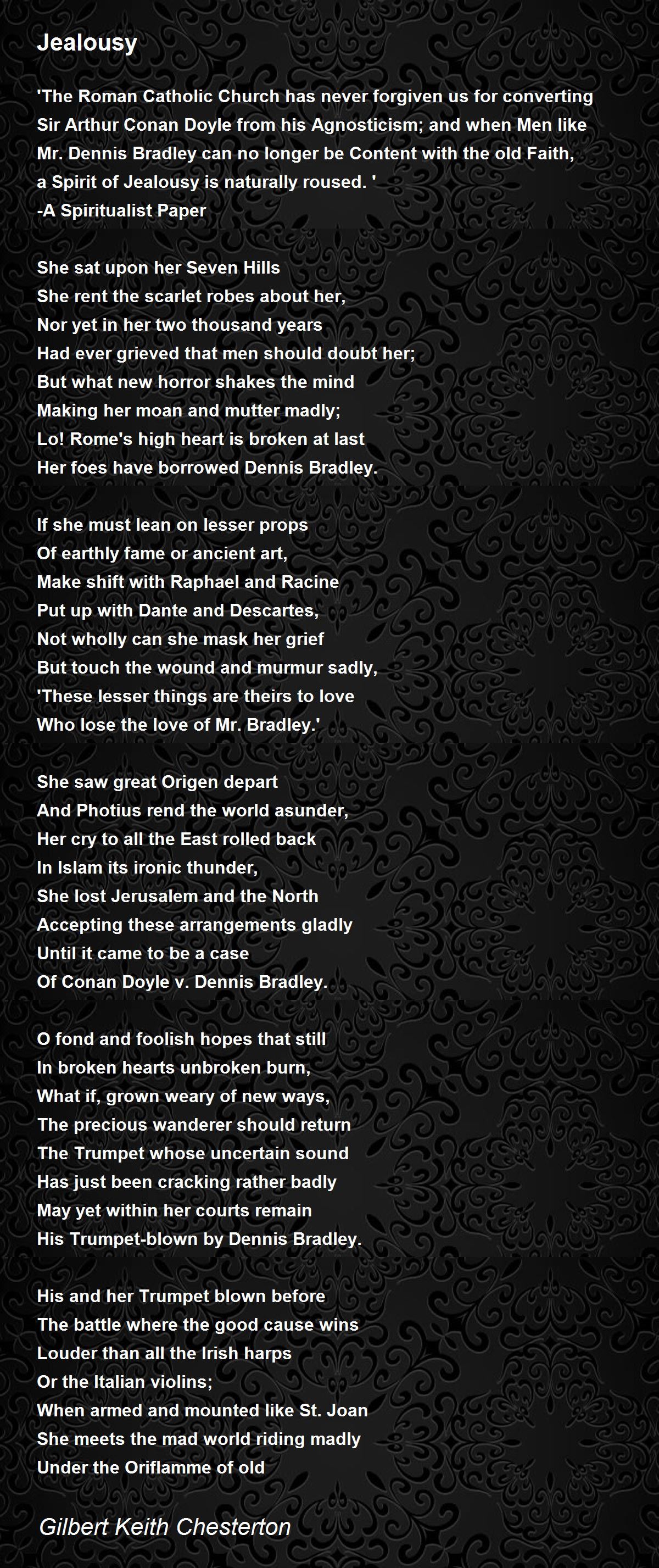 Jealousy Jealousy Poem by Gilbert Keith Chesterton