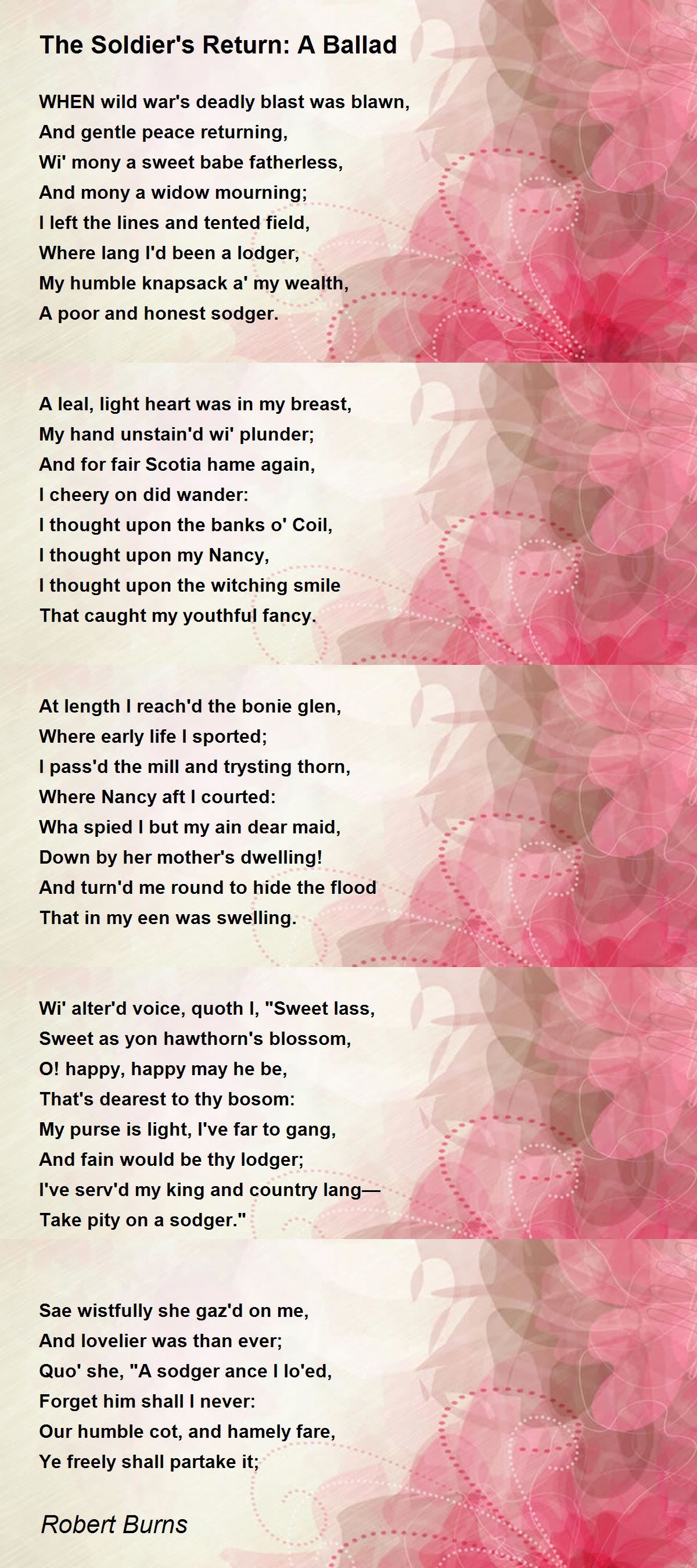 The Soldier's Return A Ballad The Soldier's Return A Ballad Poem by