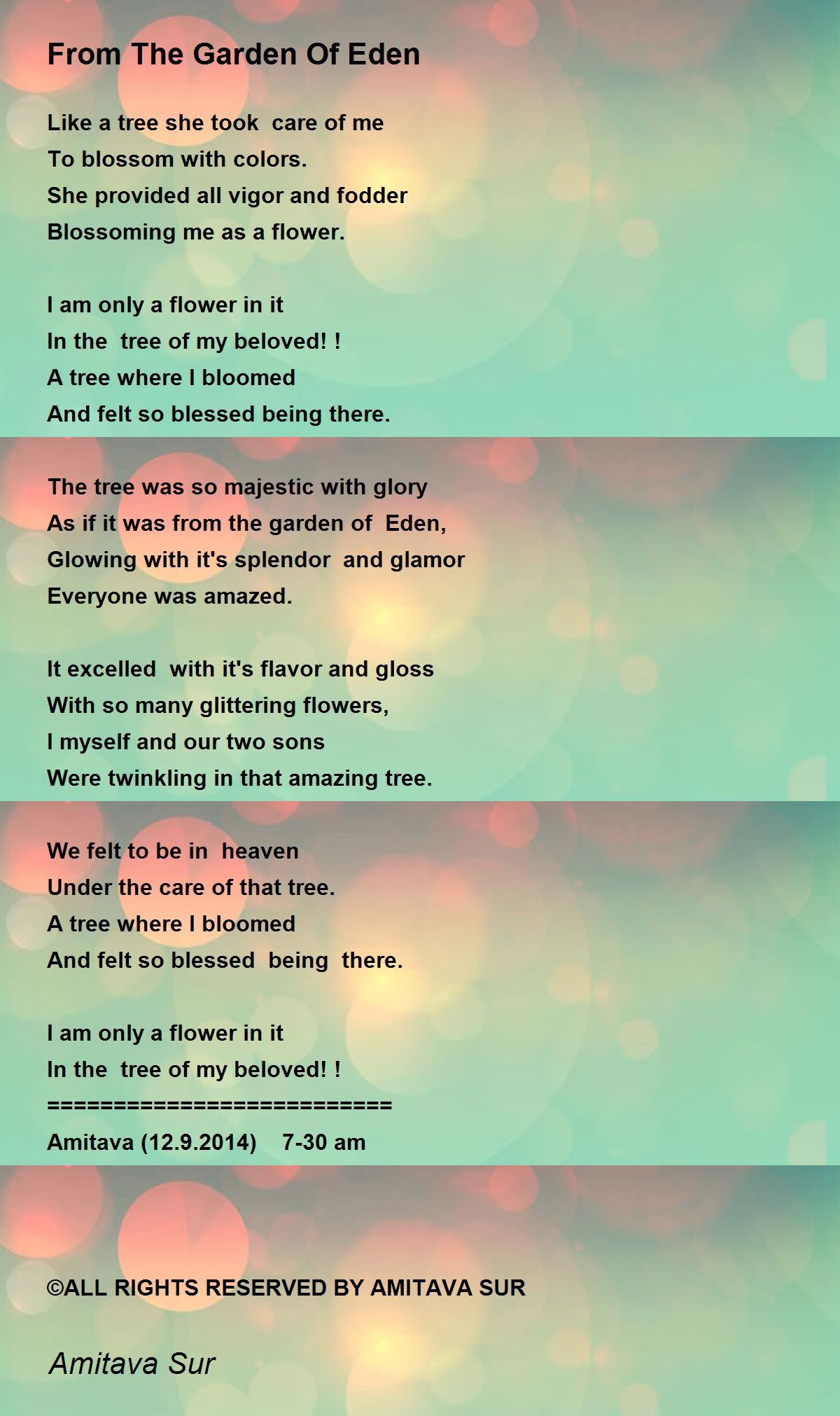 From The Garden Of Eden Poem by Amitava Sur - Poem Hunter