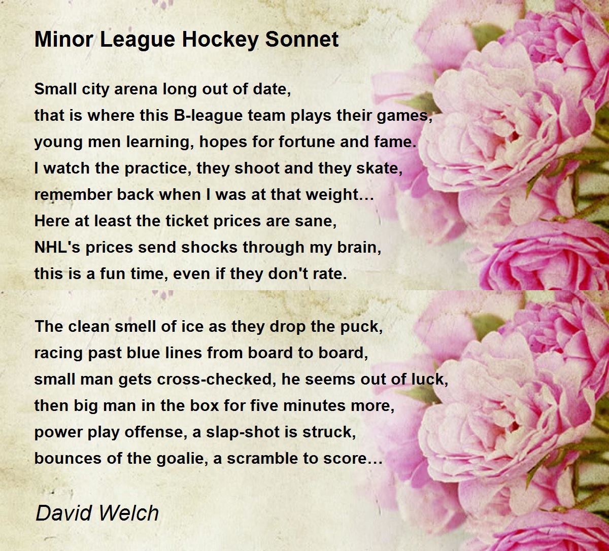 Minor League Hockey Poem by David Welch Poem Hunter