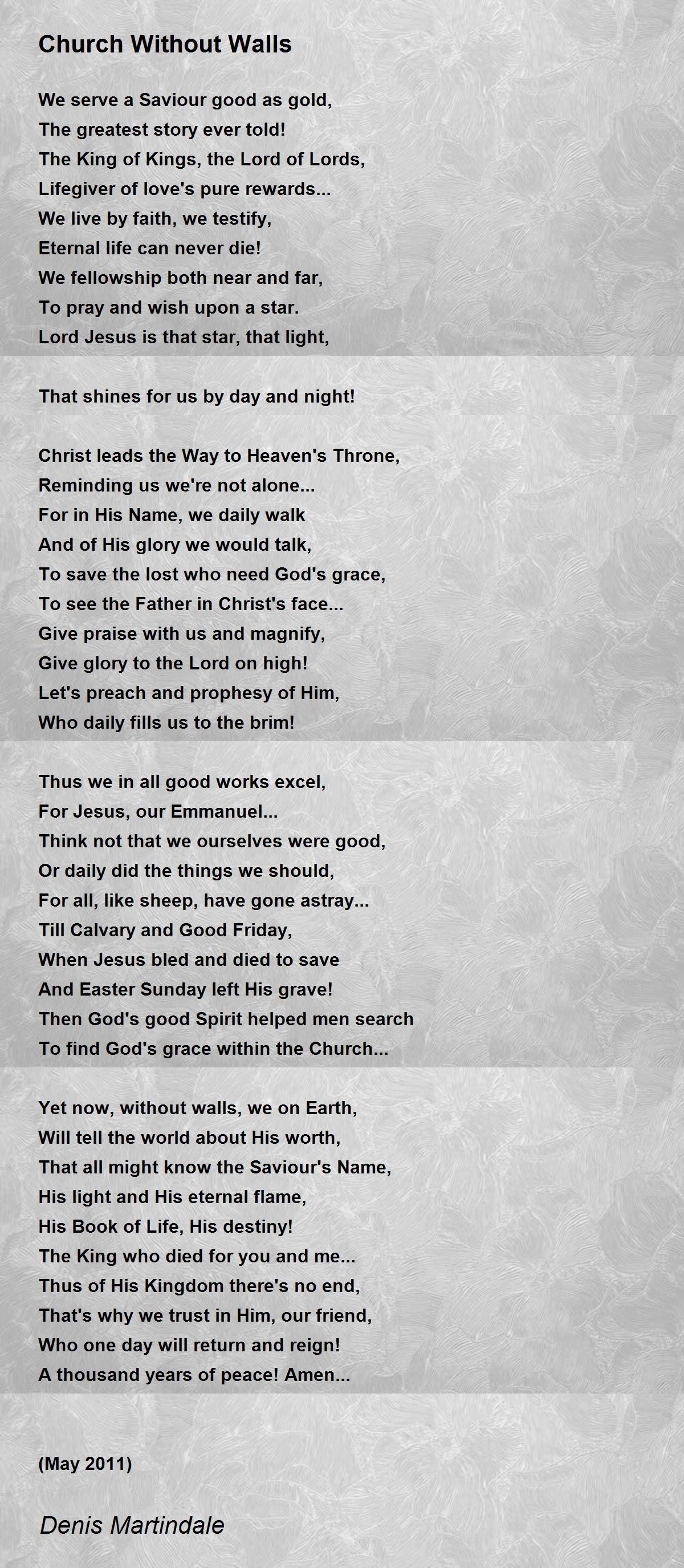 Church Without Walls Church Without Walls Poem by Denis Martindale