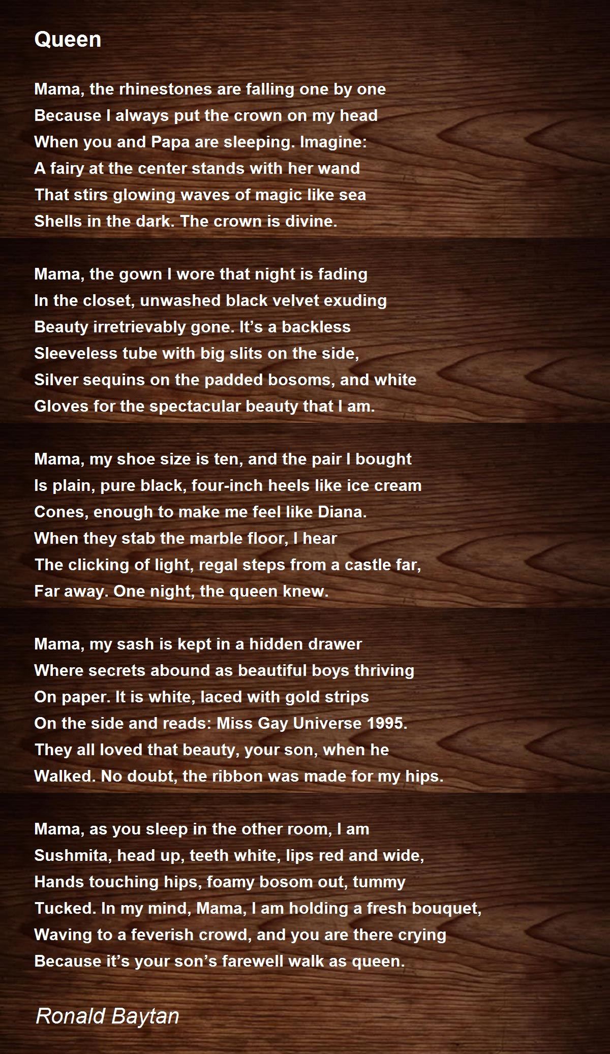 Queen by Ronald Baytan - Queen Poem