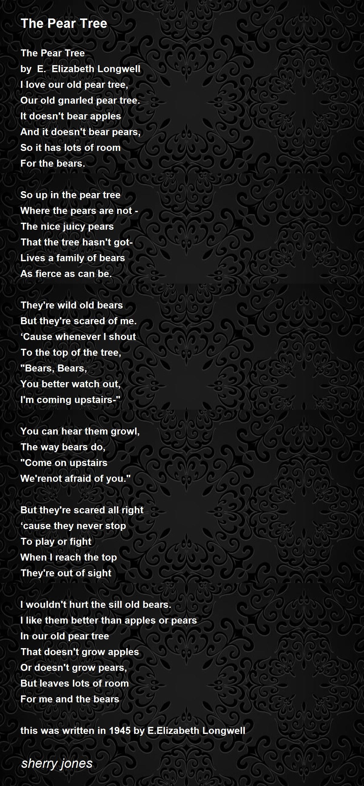 The Pear Tree Poem by sherry jones Poem Hunter