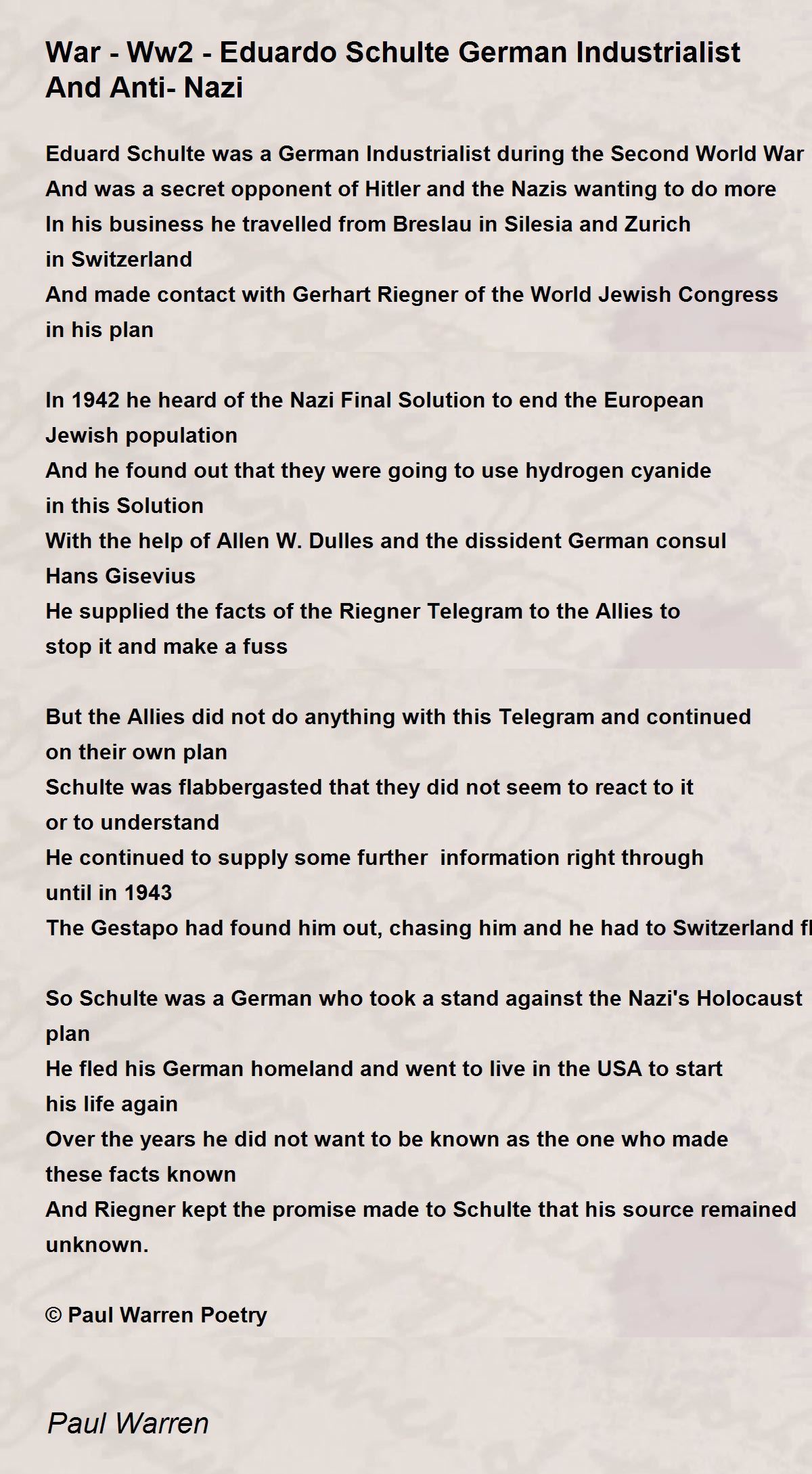 War - Ww2 - Eduardo Schulte German Industrialist And Anti-Nazi - War ...