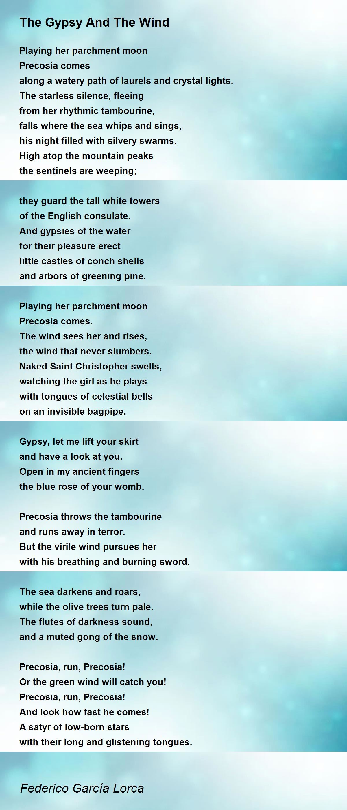 The Gypsy And The Wind The Gypsy And The Wind Poem by Federico García