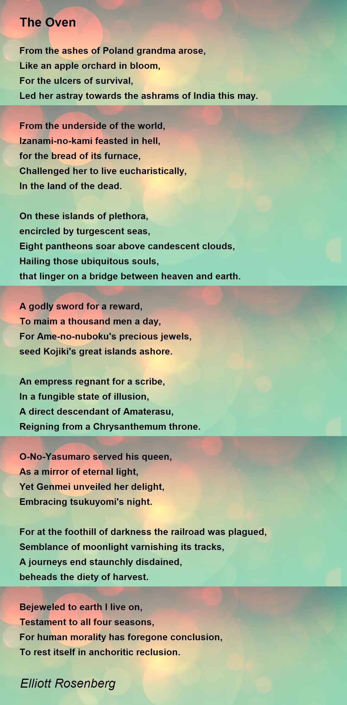 The Oven The Oven Poem by Elliott Rosenberg