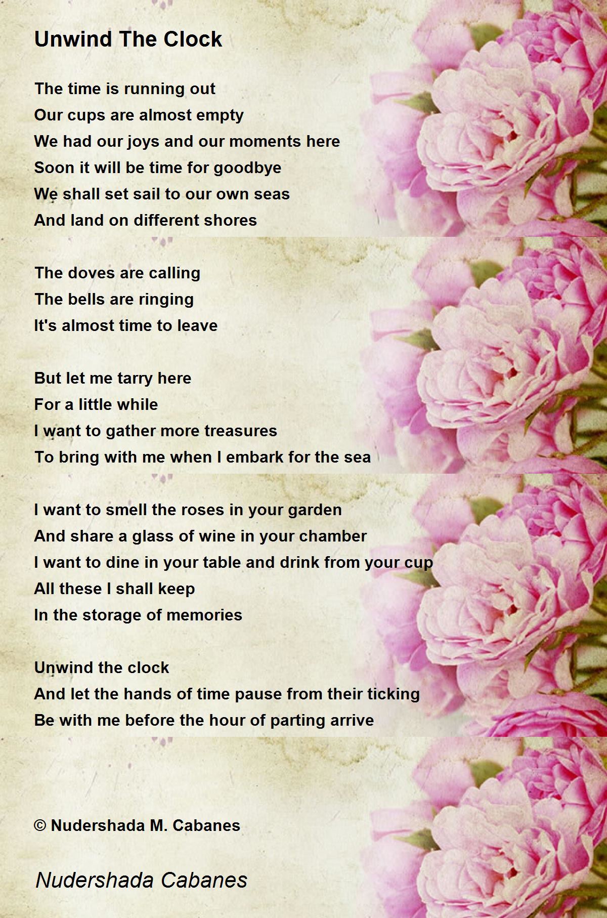 Unwind The Clock Unwind The Clock Poem by Nudershada Cabanes