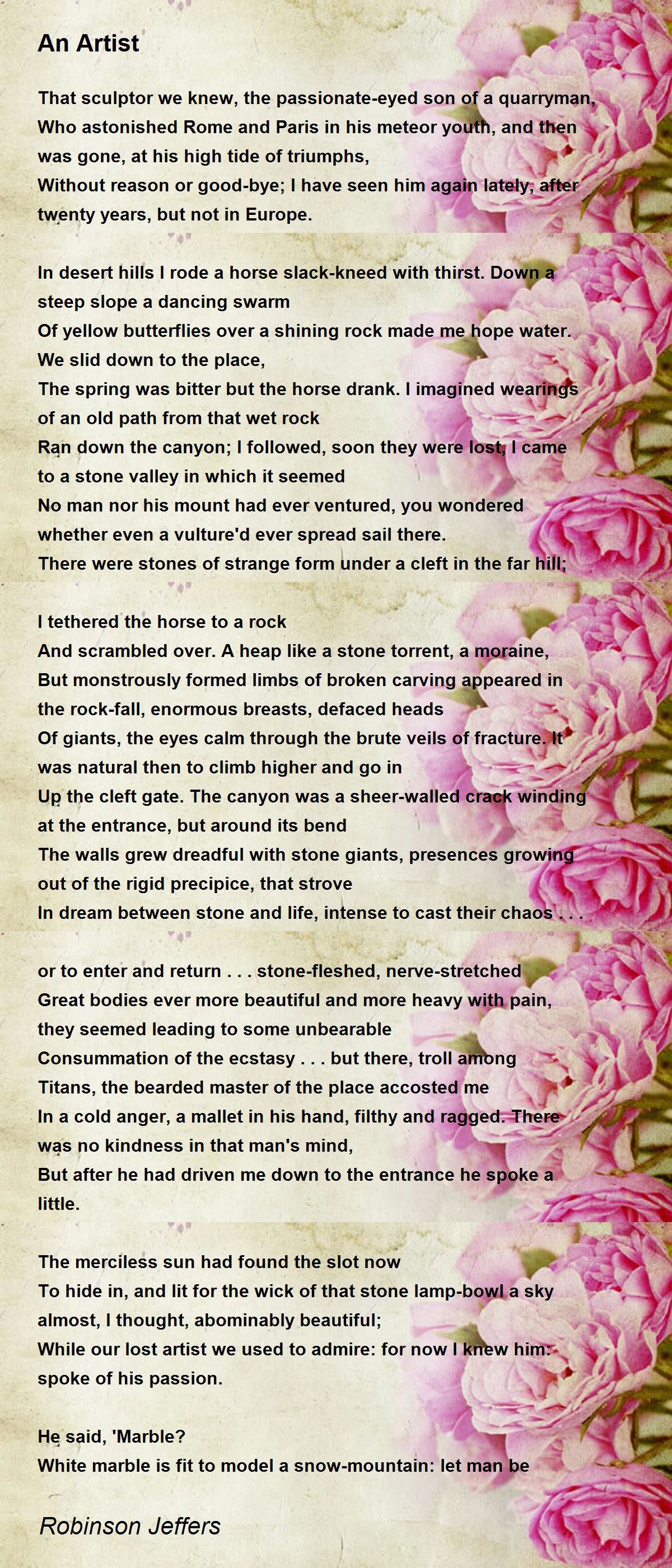 An Artist An Artist Poem by Robinson Jeffers