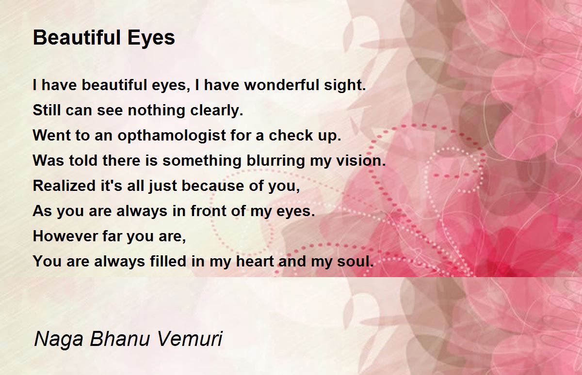 Beautiful Eyes Poem by Naga Bhanu Vemuri Poem Hunter