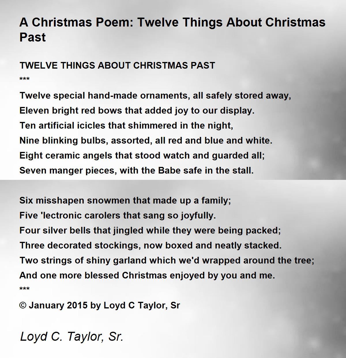 A Christmas Poem Twelve Things About Christmas Past A Christmas Poem Twelve Things About