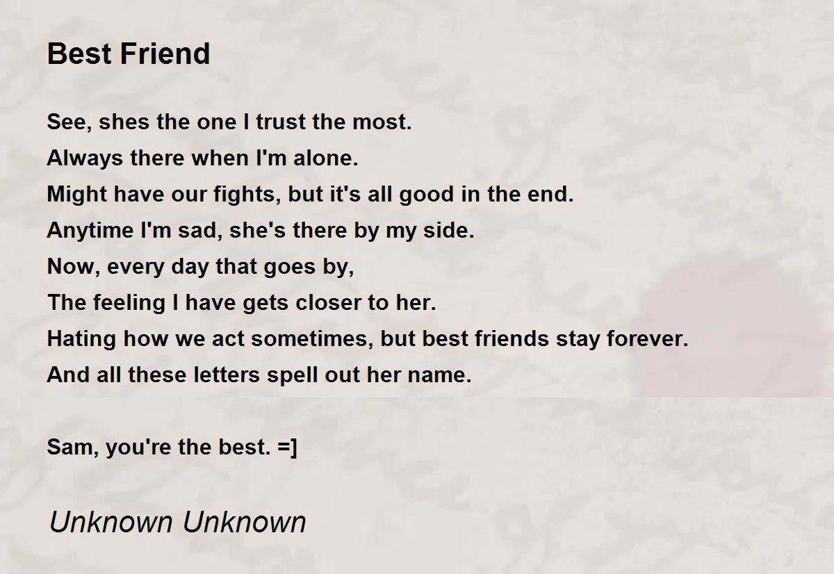 My Best Friend Poems