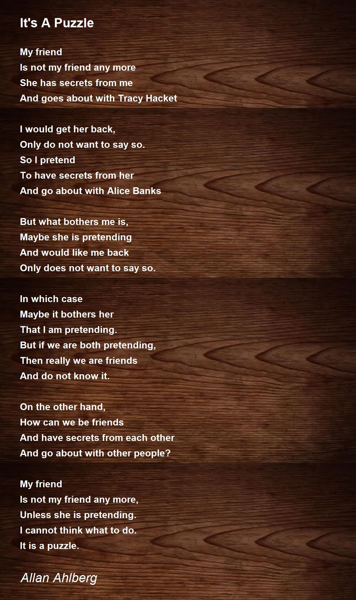 It's A Puzzle by Allan Ahlberg - It's A Puzzle Poem