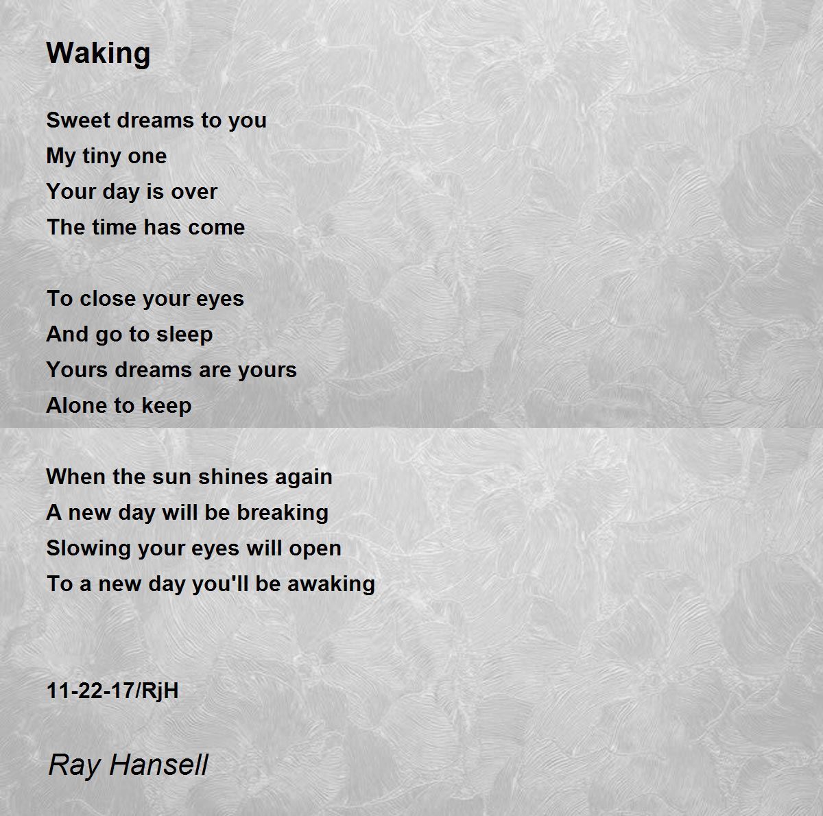 Waking Poem by Ray Hansell Poem Hunter