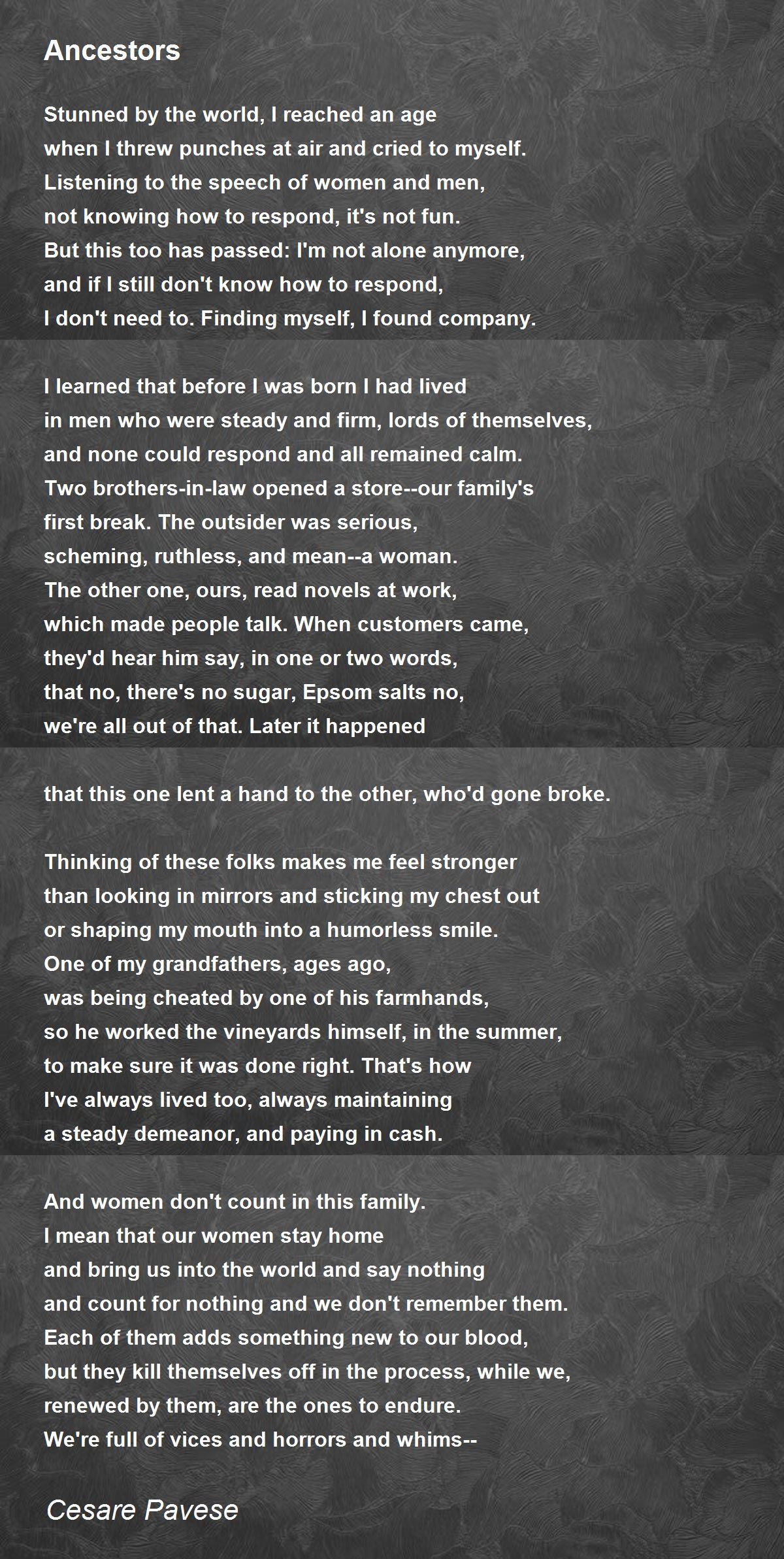 Ancestors Ancestors Poem by Cesare Pavese
