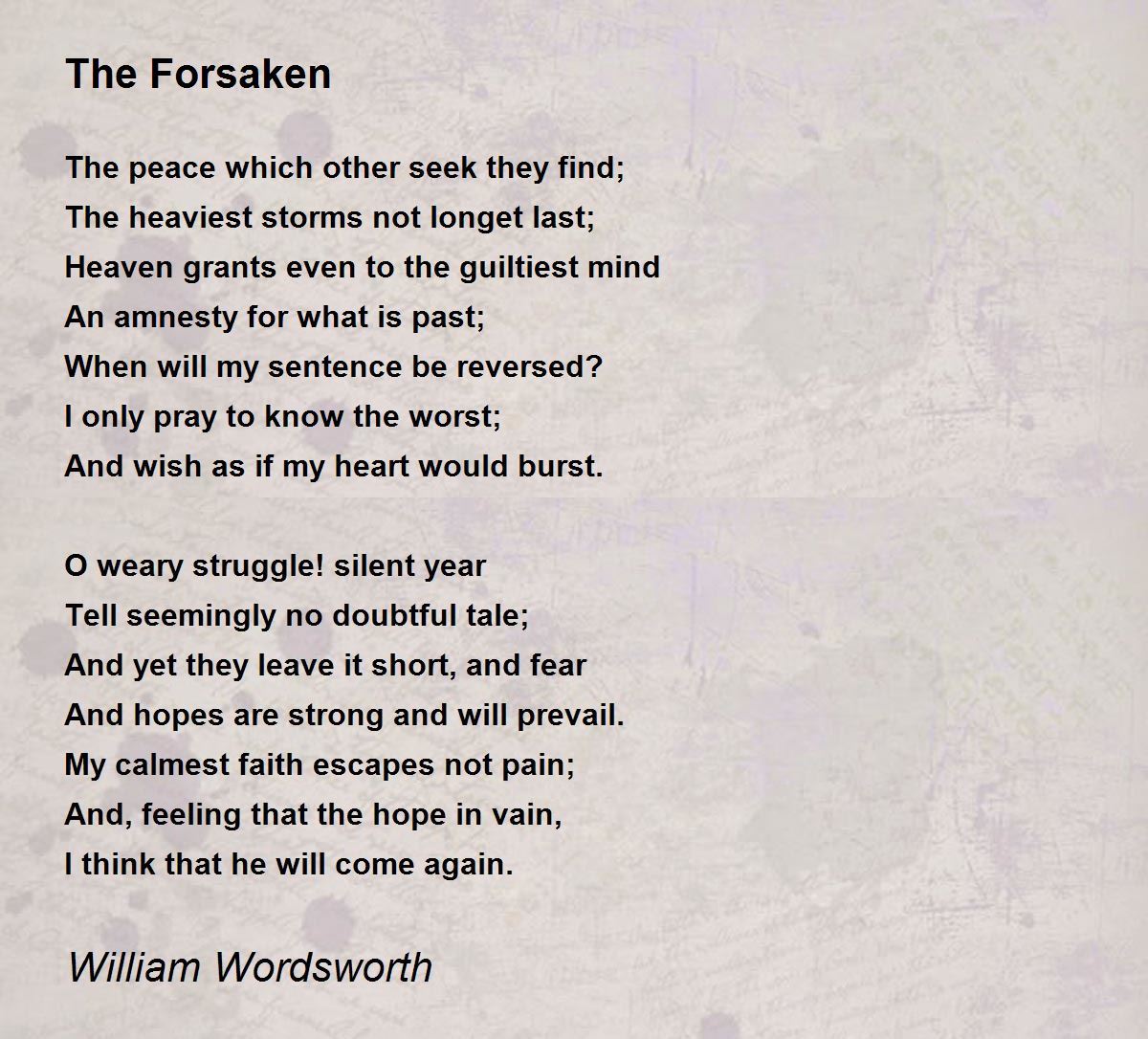 The Forsaken Poem by William Wordsworth - Poem Hunter
