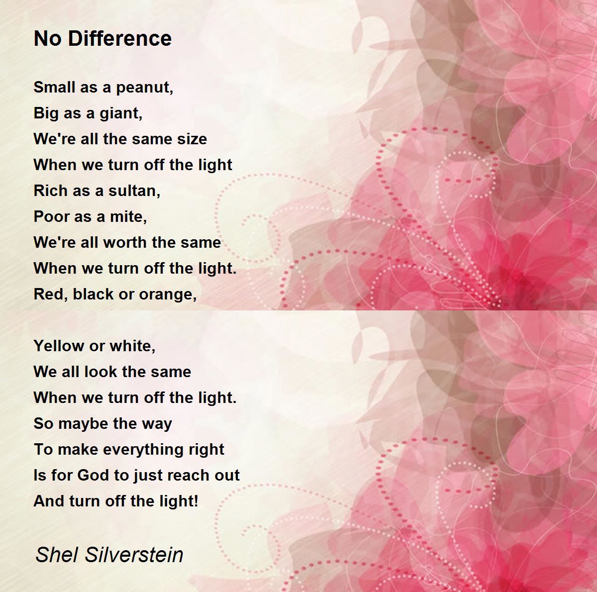 No Difference No Difference Poem by Shel Silverstein