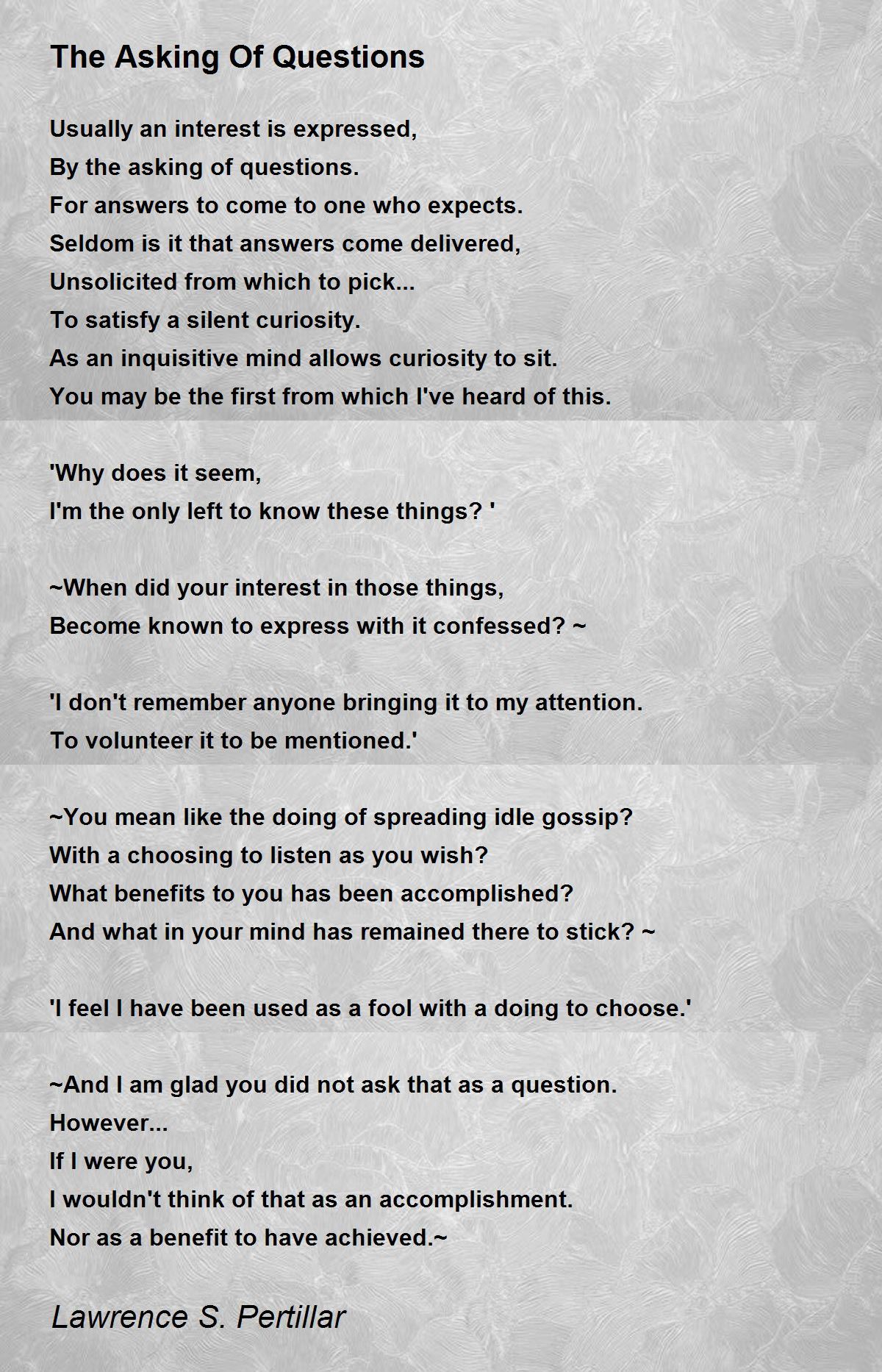 Poems With Question And Answer