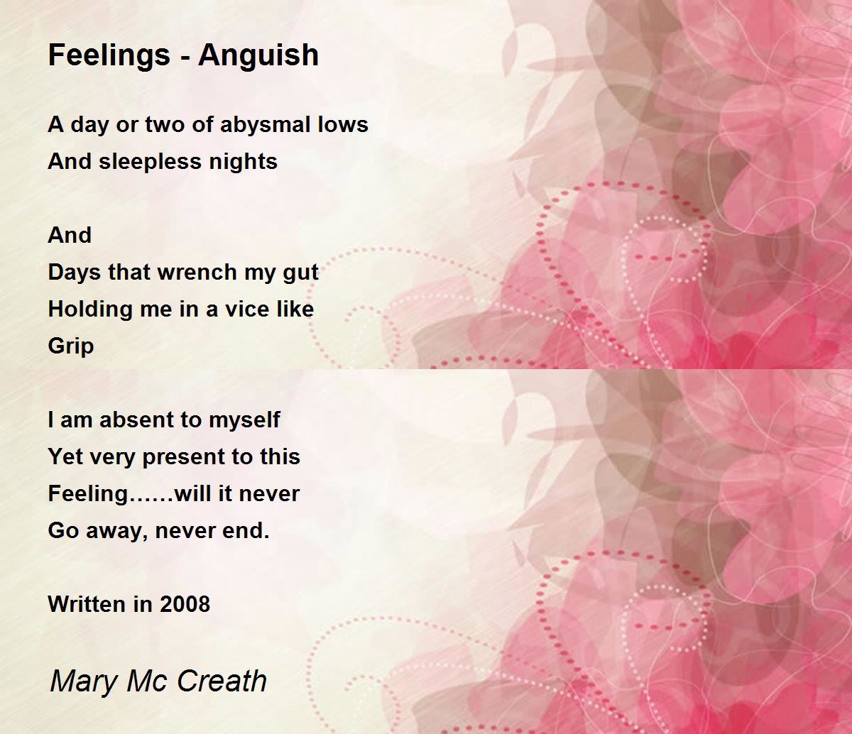 Feelings Anguish Feelings Anguish Poem By Mary Mc Creath Feelings Anguish Feelings Anguish Poem By Mary Mc Creath