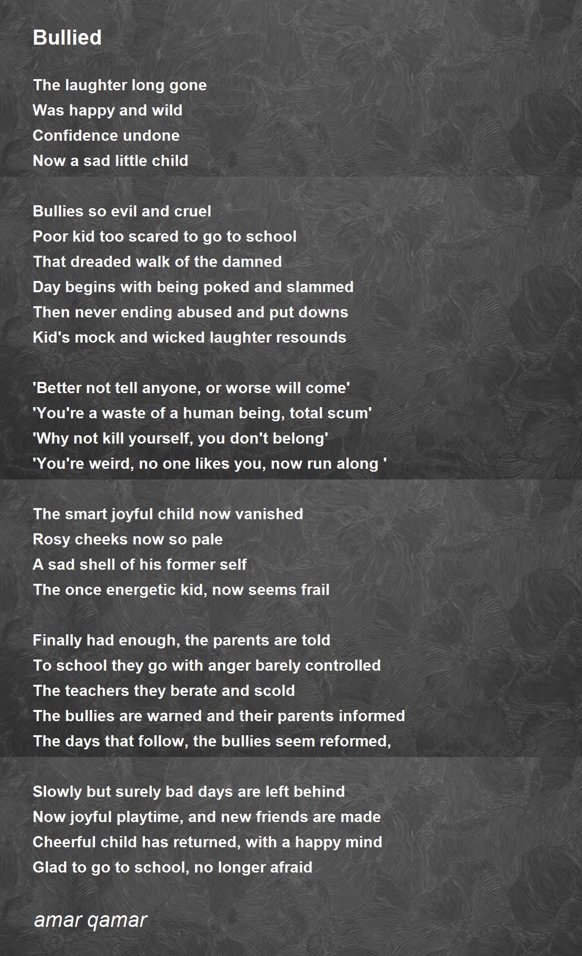 Bullied Bullied Poem by amar qamar