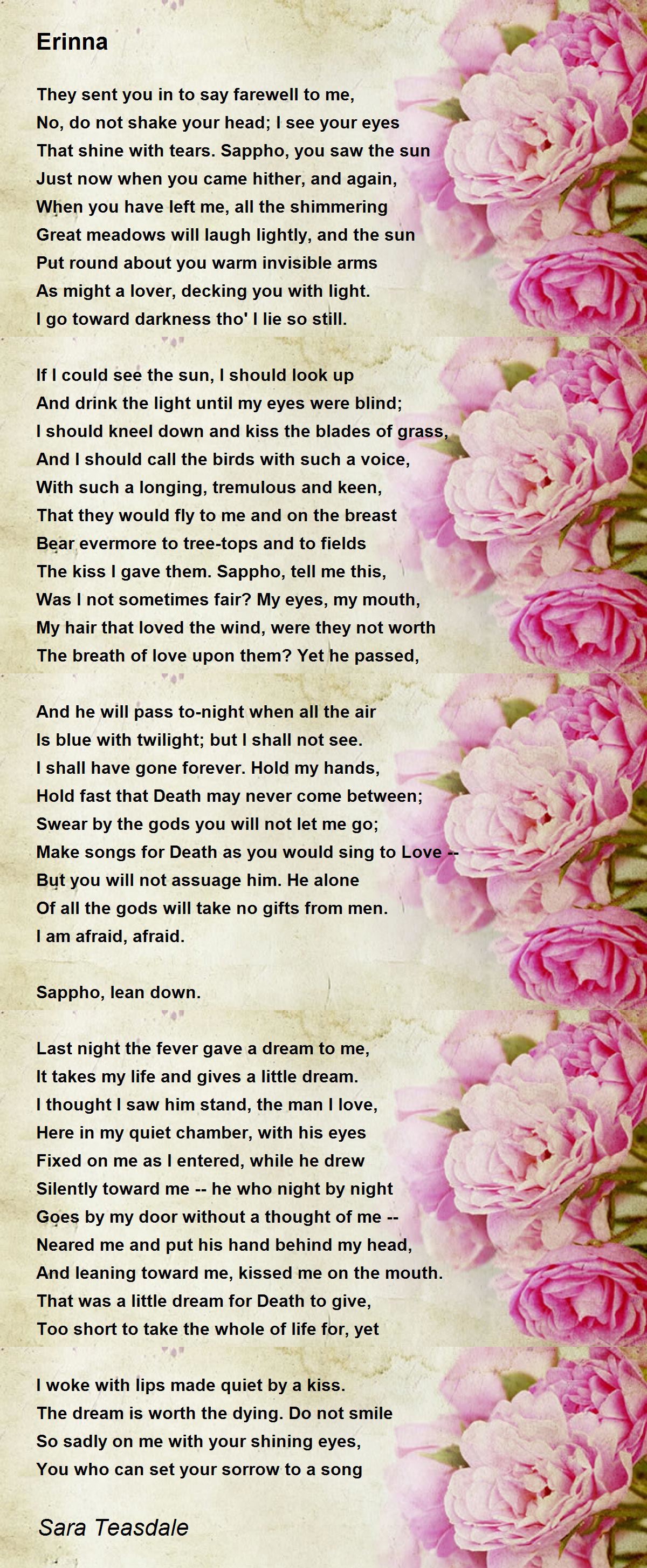 Erinna - Erinna Poem by Sara Teasdale