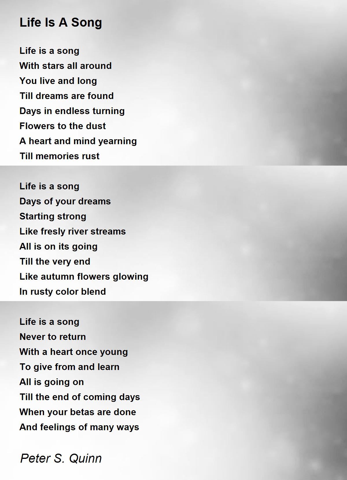 Life Is A Song Poem by Peter S. Quinn Poem Hunter