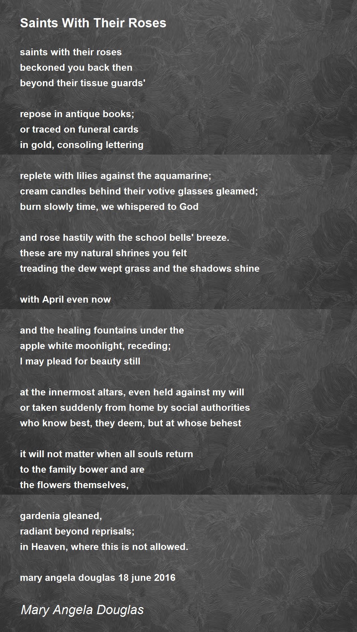 Saints With Their Roses by Mary Angela Douglas Saints With Their