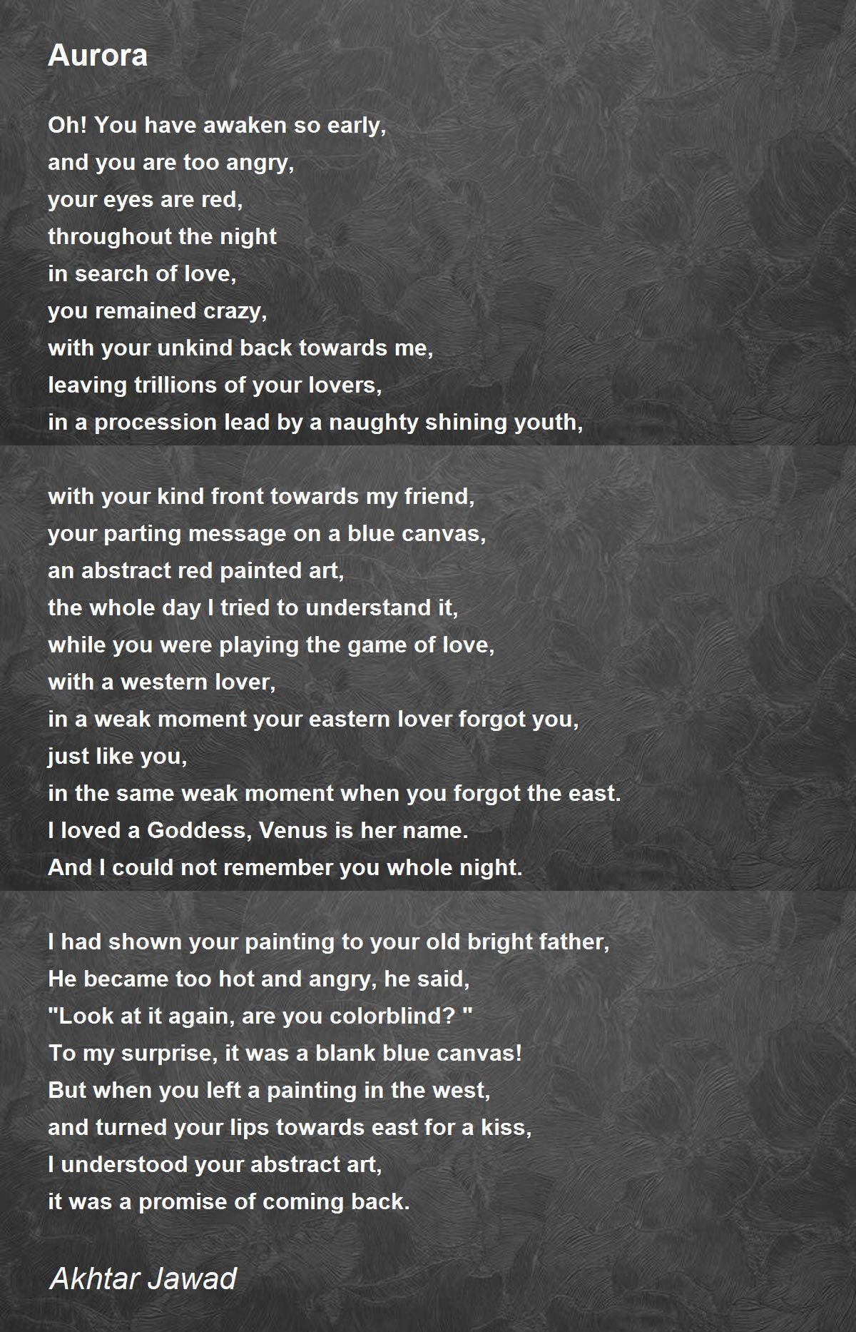 Aurora Poem by Akhtar Jawad - Poem Hunter