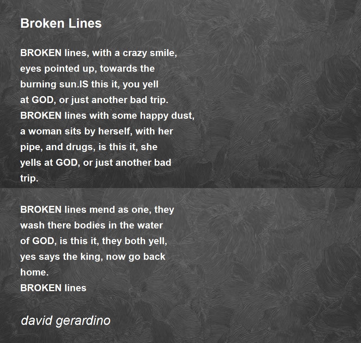 Broken Lines Broken Lines Poem by david gerardino