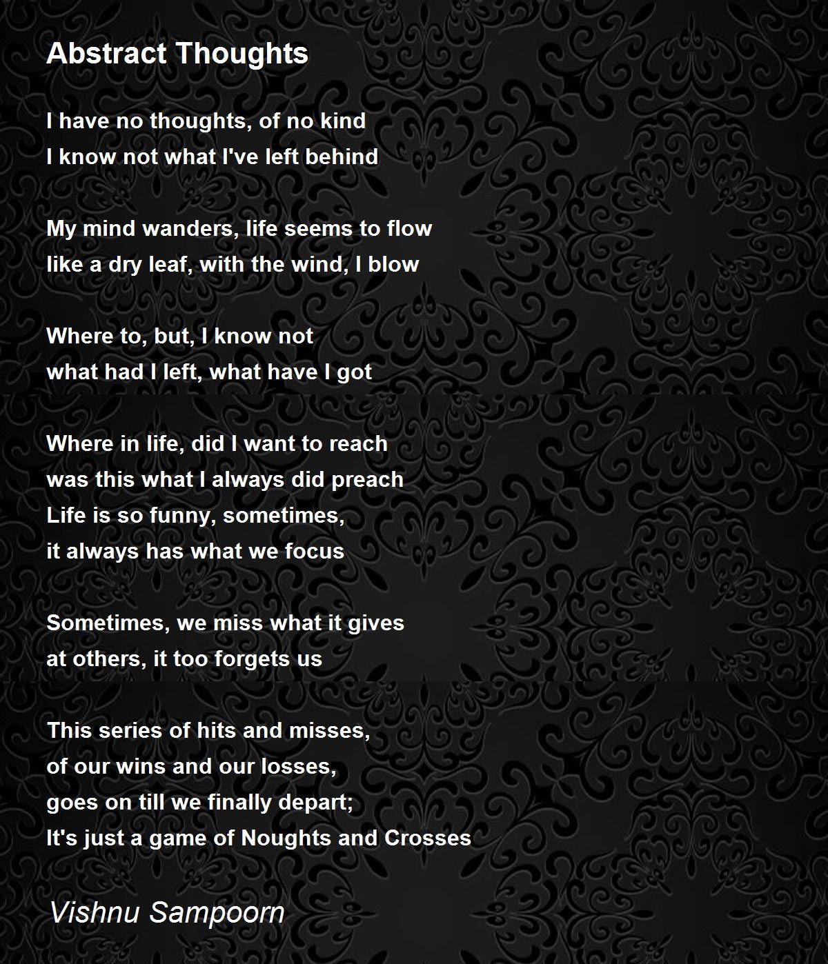Abstract Thoughts Poem by Vishnu Sampoorn Poem Hunter
