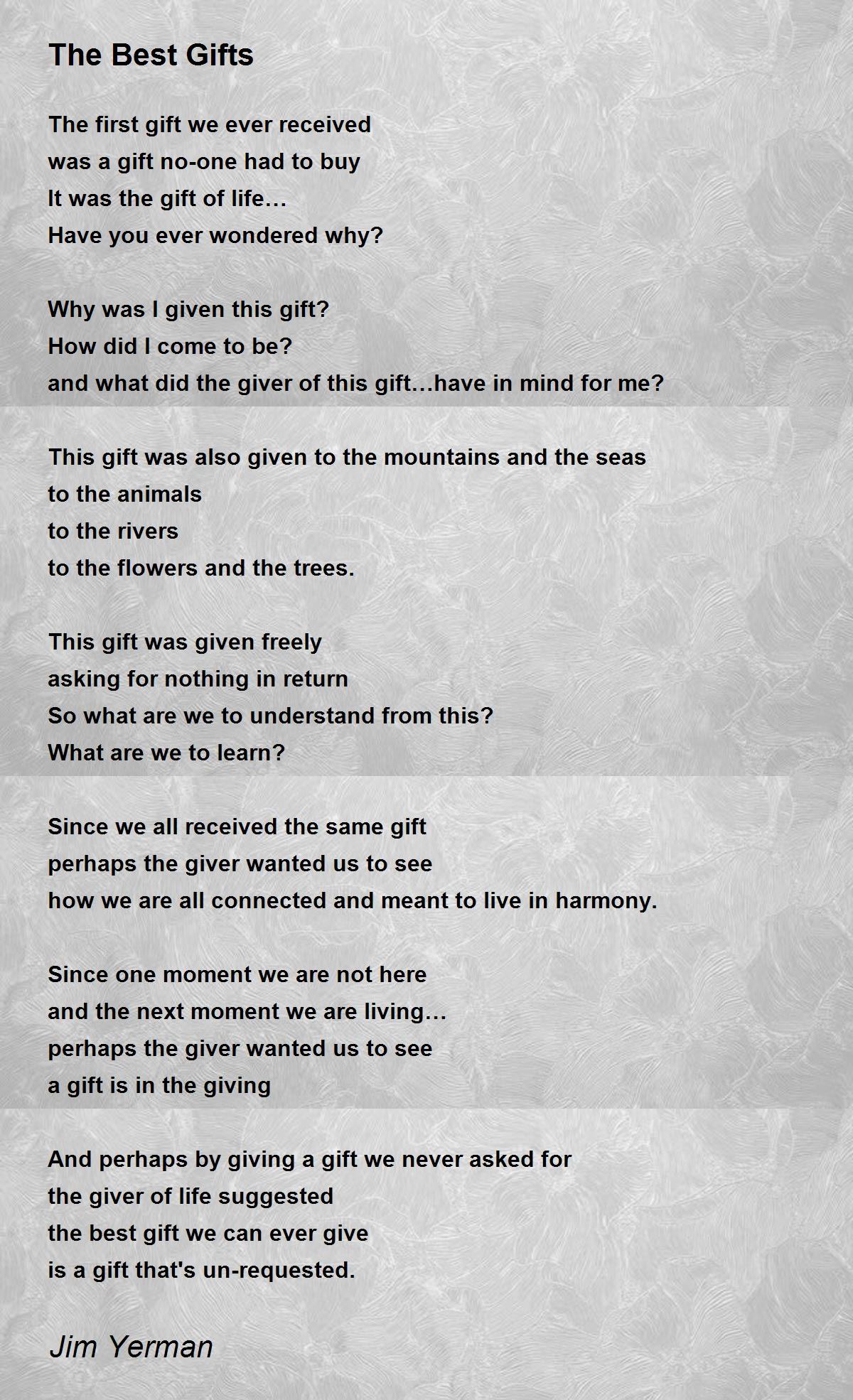The Best Gifts The Best Gifts Poem by Jim Yerman