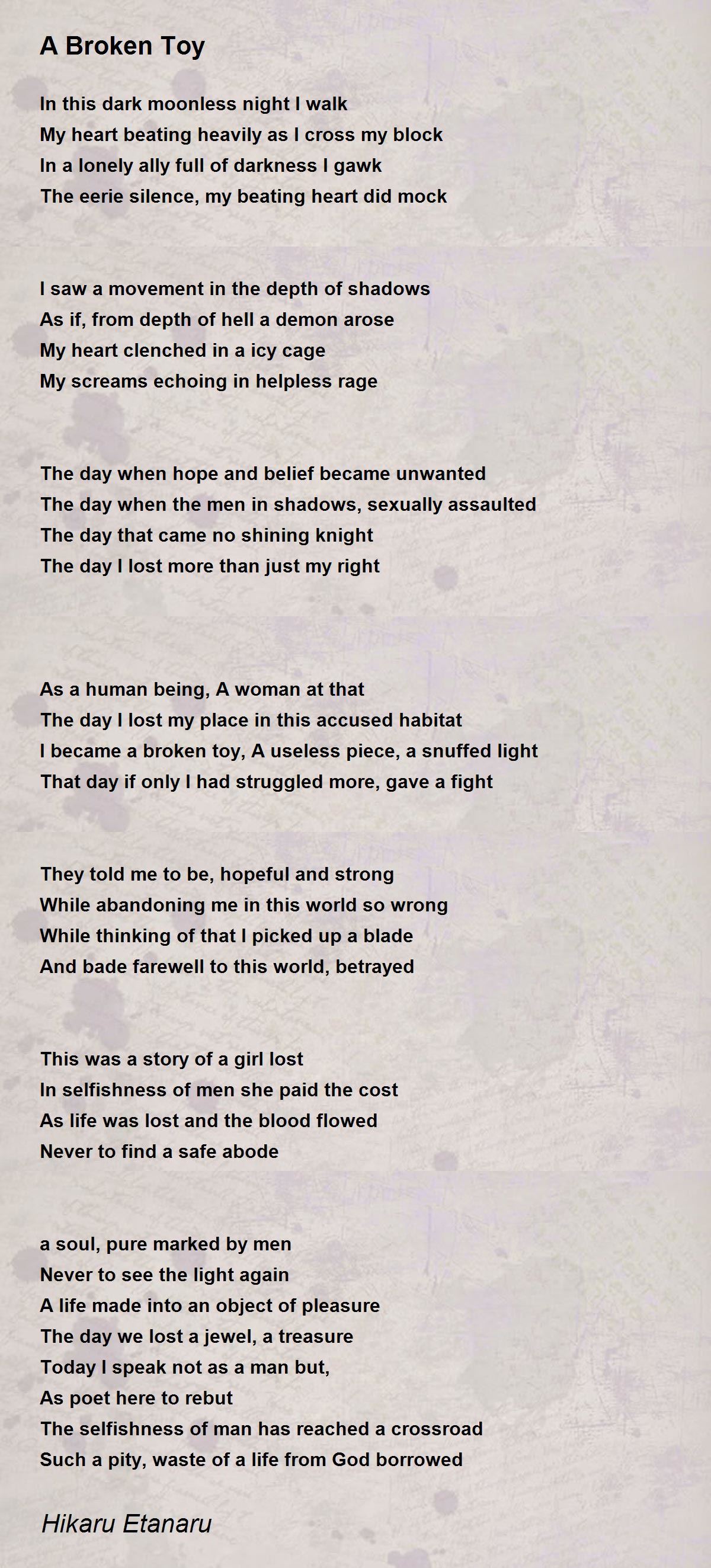 A Broken Toy by Hikaru Etanaru A Broken Toy Poem