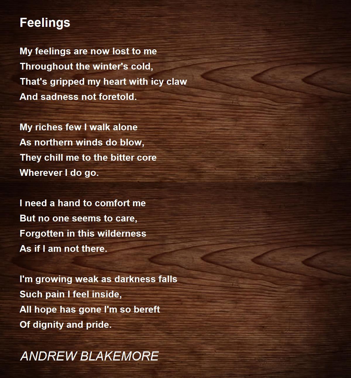 Feelings Feelings Poem by ANDREW BLAKEMORE