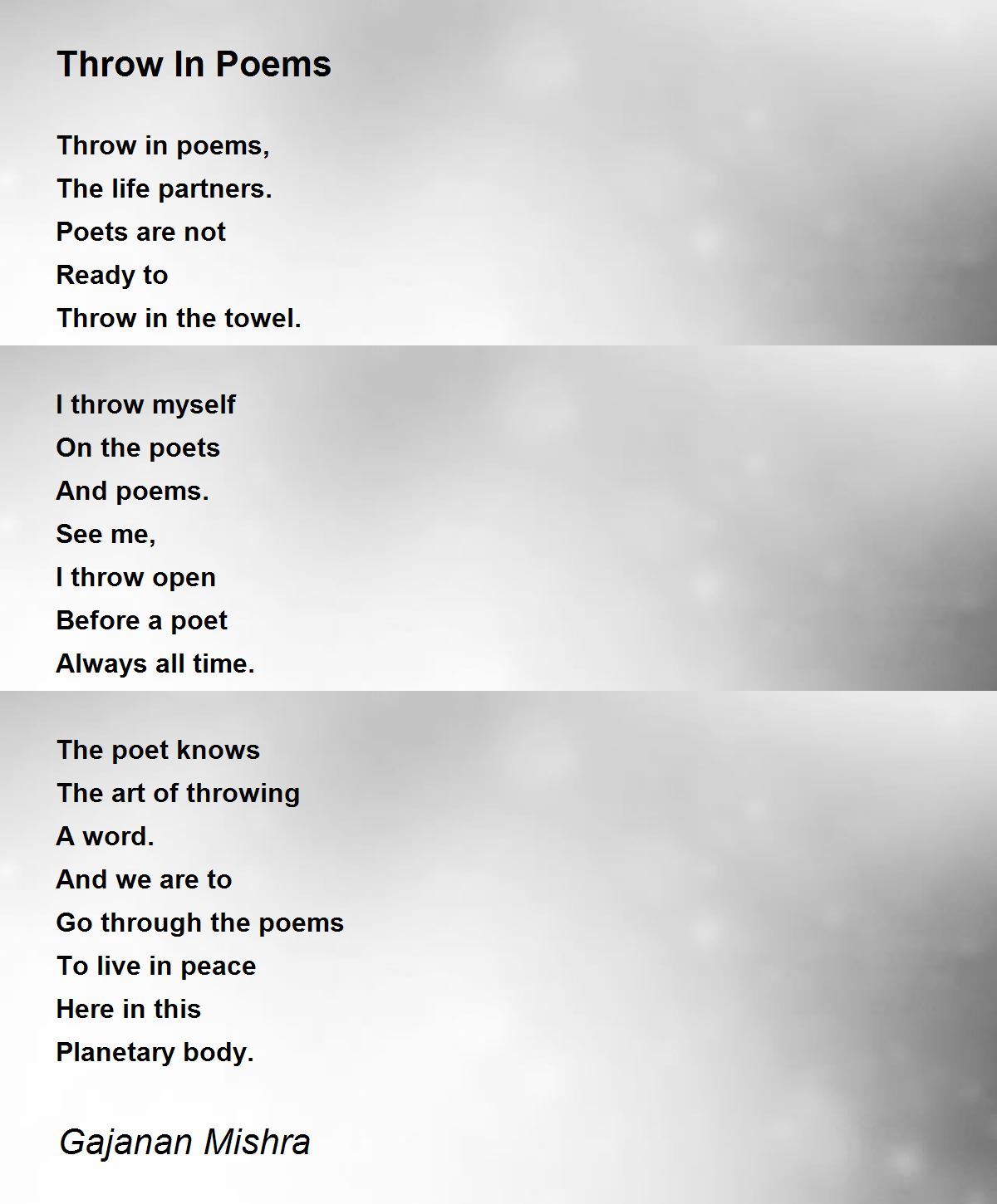 Throw In Poems by Gajanan Mishra Throw In Poems Poem