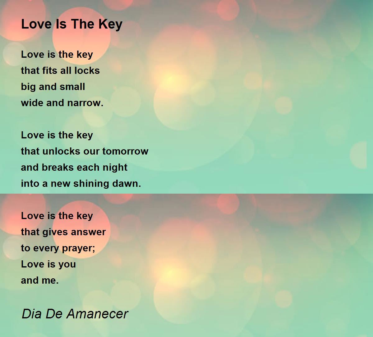Love Is The Key Poem by Unica Hija Poem Hunter
